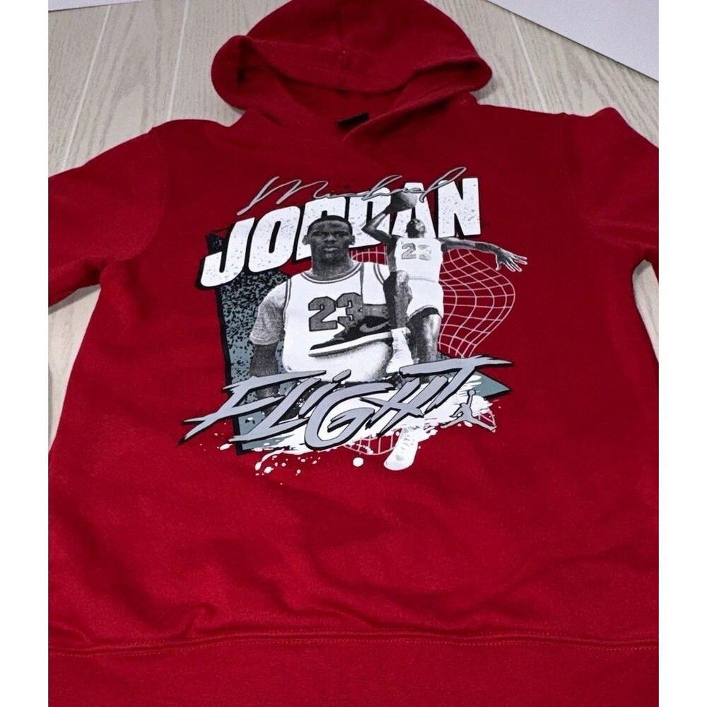 Stylish Jordan Boys XL Red Pullover Hoodie Fleece Michael Jordan Printed Logo